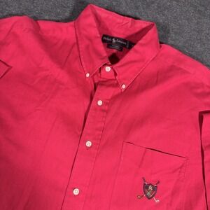 Ralph Lauren Shirt Men XL Tilden 100% Cotton Short Sleeve Button Down Crest Golf